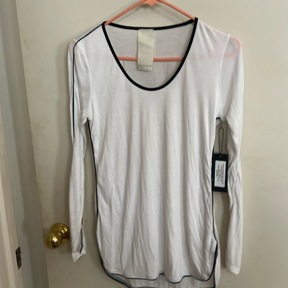White Long Sleeve with Black Detail Top